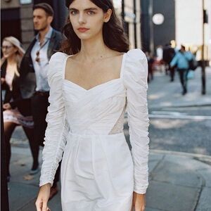 self portraits WHITE LACE BACK TAFFETA MIDI DRESS